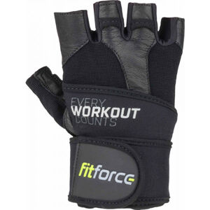 Fitforce LINEAR Černá S - Kožené fitness rukavice