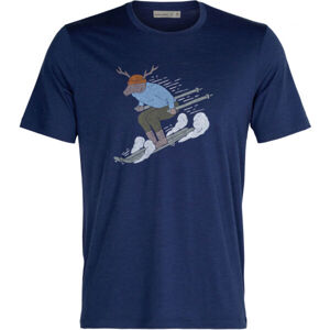 Icebreaker TECH LITE II SS TEE SKI RIDER ROYAL M Pánské triko z merina, tmavě modrá, velikost
