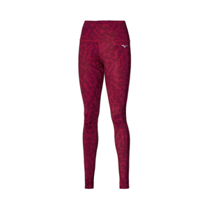 Mizuno PRINTED TIGHT Červená L - Dámské běžecké elastické kalhoty