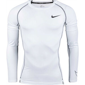 Nike PRO DRI-FIT Pánské triko s dlouhým rukávem, bílá, veľkosť S