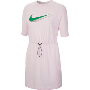 Nike NSW ICN CLSH DRESS SS W Dámské šaty, růžová, velikost S