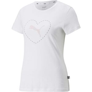 Puma VALENTINE´S DAY GRAPHIC TEE Dámské triko, Bílá,Růžová, velikost M