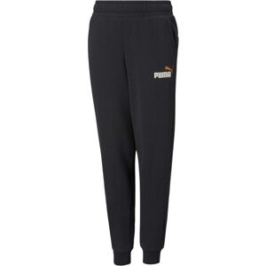 Puma ESS + 2 COL LOGO PANTS FL B Chlapecké tepláky, černá, velikost 128