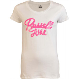 Russell Athletic SEQUINS S/S  CREWNECK TEE SHIRT Dámské tričko, bílá, veľkosť M