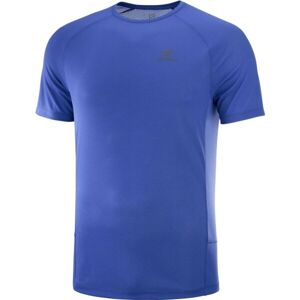 Salomon CROSS REBEL SS TEE M Pánské triko, Modrá,Tmavě šedá, velikost M