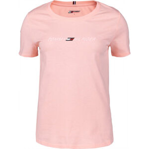Tommy Hilfiger REGULAR C-NK GRAPHIC TEE SS Růžová XS - Dámské tričko