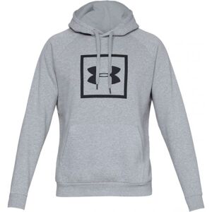 Under Armour RIVAL FLEECE BOX LOGO HOODIE šedá L - Pánská mikina