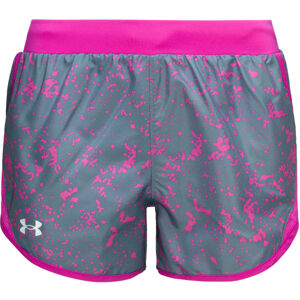 Under Armour FLY BY 2.0 PRINTED SHORT Dámské šortky, Šedá,Růžová,Bílá, velikost