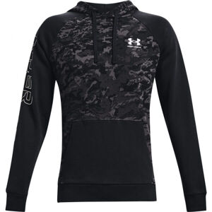 Under Armour RIVAL FLC CAMO SCRIPT Pánská mikina, černá, velikost S