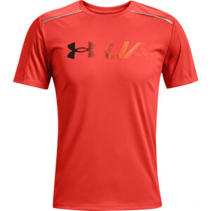 Under Armour RUN GRAPHIC PRINT FILL SS Pánské triko, Červená,Oranžová, velikost XXL